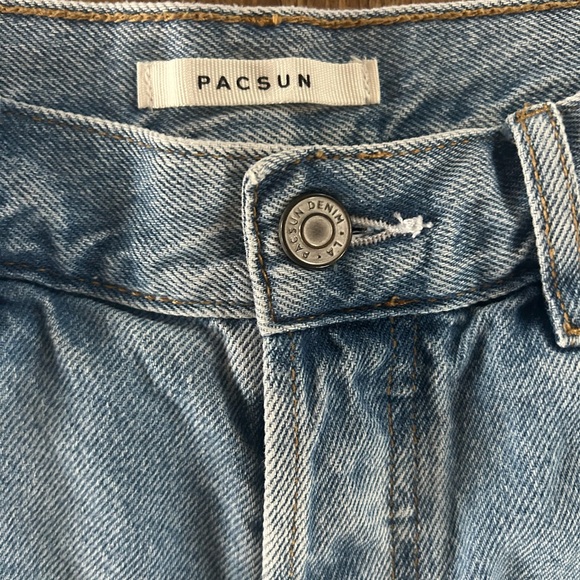 PacSun High Rise Straight Leg Jeans Raw Hem Button Fly Light Wash Size 27 - Picture 7 of 12